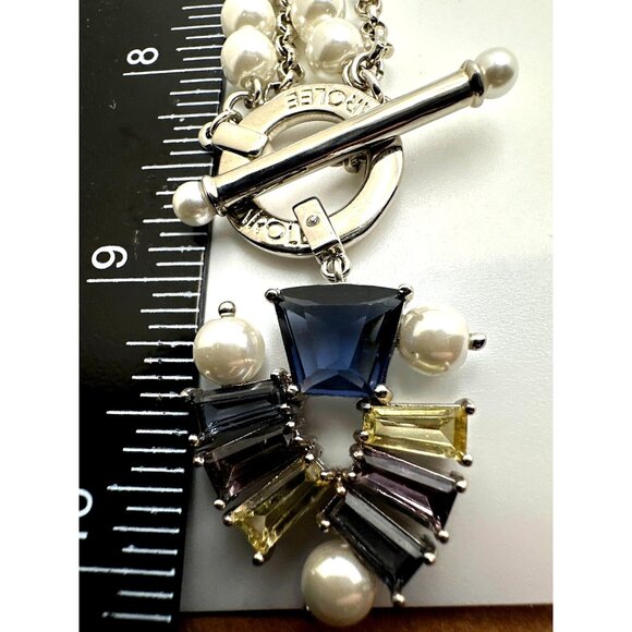 Vintage 90 Granny Pearlcore Necklace Crystal Sunburst Pendant Retro Preppy Charm - Picture 7 of 7